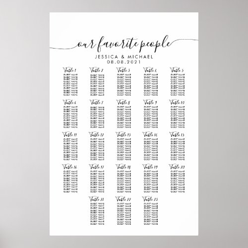 23 Table Large Wedding Guest Seating Chart