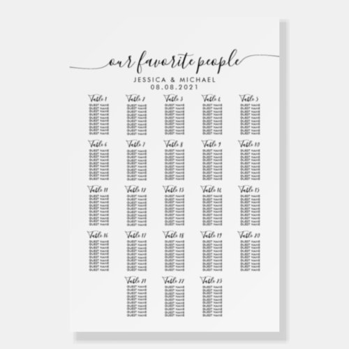 23 Table Large Wedding Guest Seating Chart Foam Board