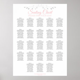 23 Table Pink & Gray Wedding Seating Chart
