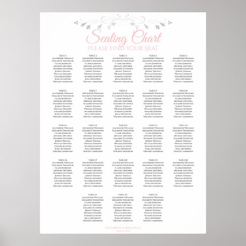 23 Table Pink  Gray Wedding Seating Chart