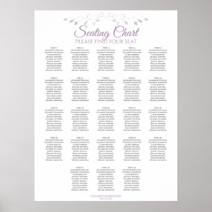 23 Table Purple & Gray Wedding Seating Chart