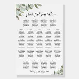 23 Table Rustic Eucalyptus Wedding Seating Chart Foam Board
