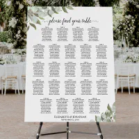 Find your seat wedding reception eucalyptus sign