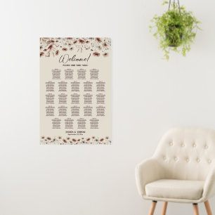 23 Table Rustic Wildflowers Wedding Seating Chart Foam Board