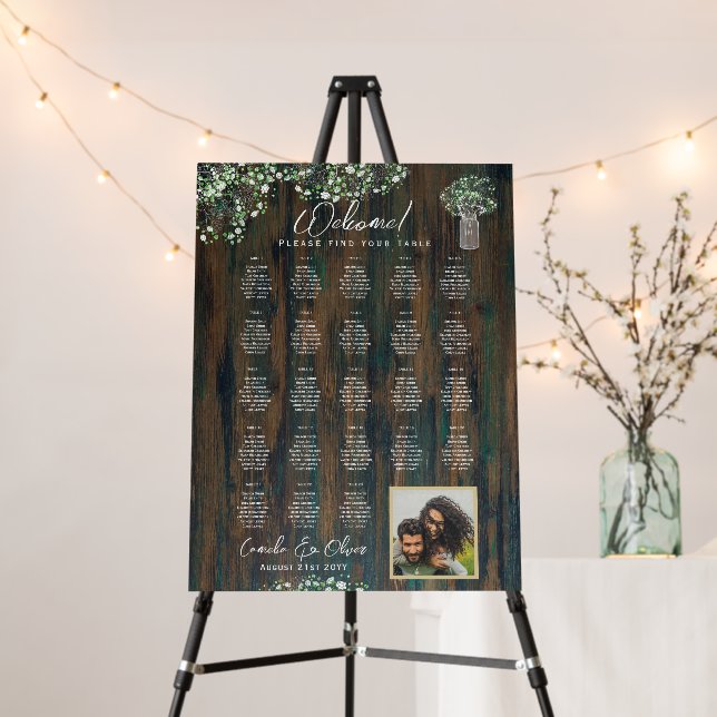 23 Table Rustic Wood Gypsophila PHOTO SEATING Foam Board (In Situ (Stand))