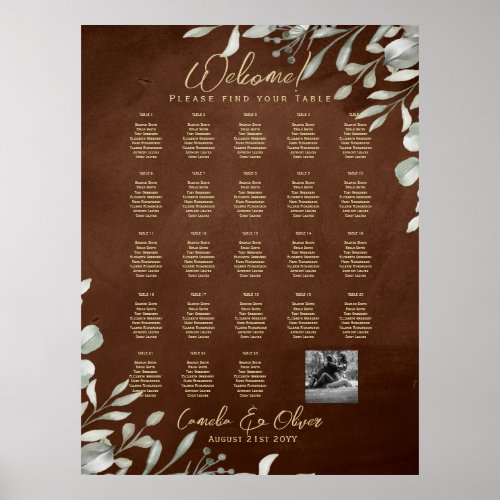 23 Table Seating Chart Photo Welcome with Names