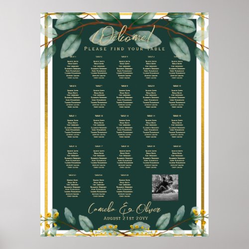 23 Table Seating Chart Photo Welcome with Names