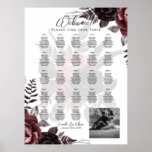 23 Table Seating Chart Photo Welcome with Names