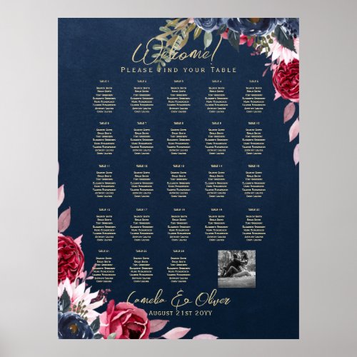23 Table Seating Chart Photo Welcome with Names