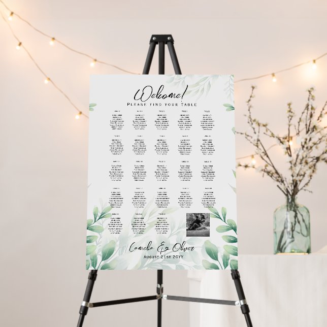 23 Table Seating Chart Photo Welcome with Names Foam Board (In Situ (Stand))