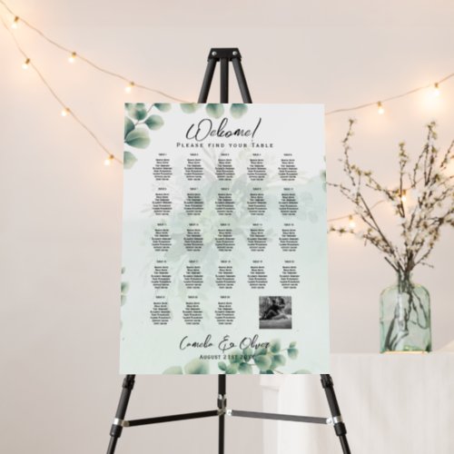 23 Table Seating Chart Photo Welcome with Names Foam Board