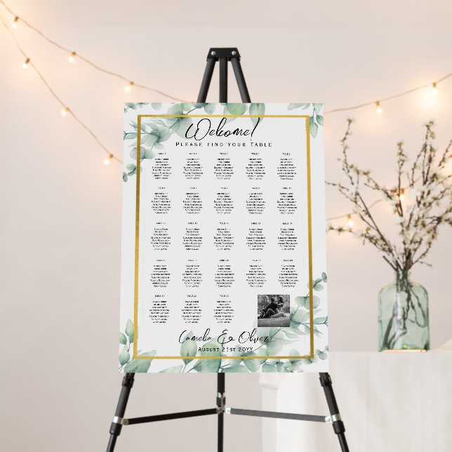 23 Table Seating Chart Photo Welcome with Names Foam Board (In Situ (Stand))