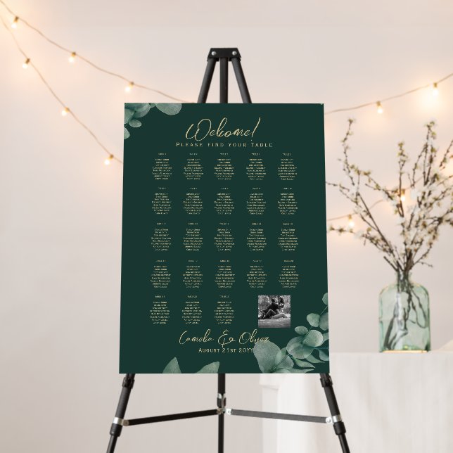 23 Table Seating Chart Photo Welcome with Names Foam Board (In Situ (Stand))