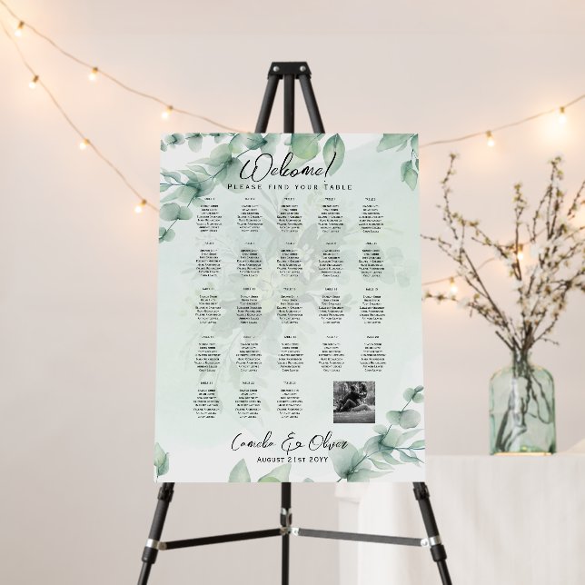 23 Table Seating Chart Photo Welcome with Names Foam Board (In Situ (Stand))