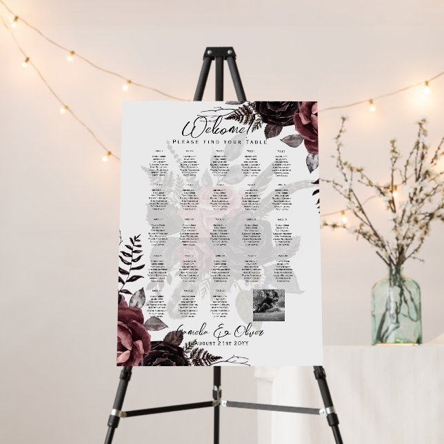 23 Table Seating Chart Photo Welcome with Names Foam Board (In Situ (Stand))
