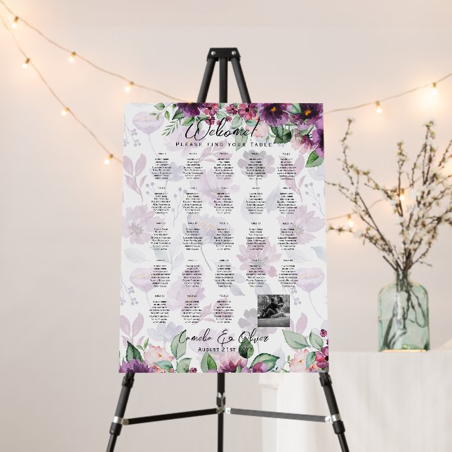 23 Table Seating Chart Photo Welcome with Names Foam Board (In Situ (Stand))