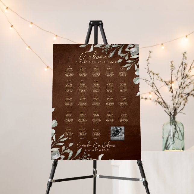23 Table Seating Chart Photo Welcome with Names Foam Board (In Situ (Stand))