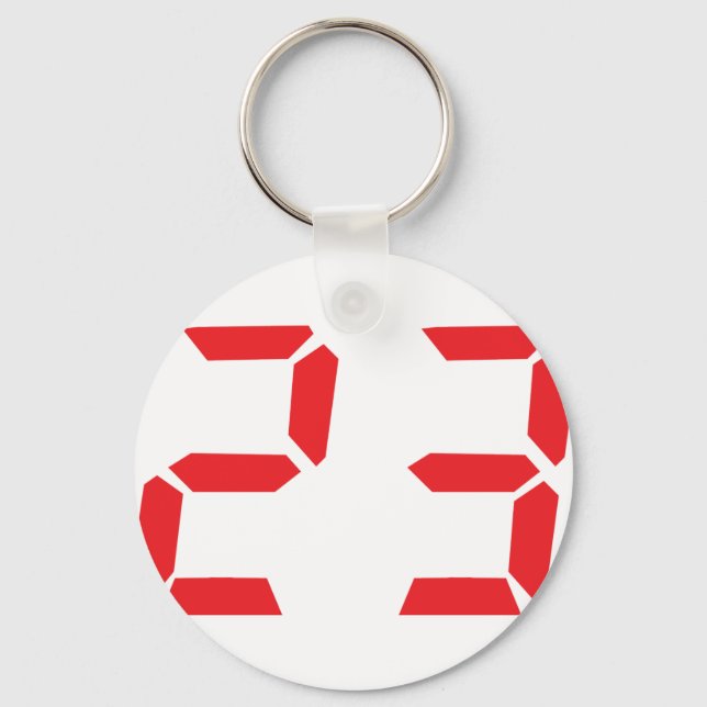 23 twenty-three red alarm clock digital number keychain (Front)