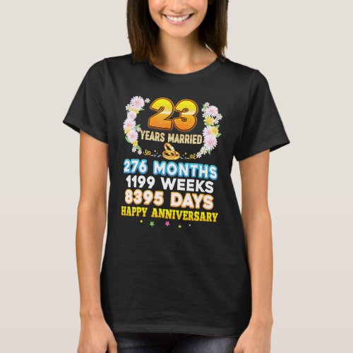 23 Year Married Happy 23rd Wedding Anniversary Cou T_Shirt