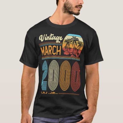 23 Years Old Birthday  Vintage March 2000 Women Me T_Shirt