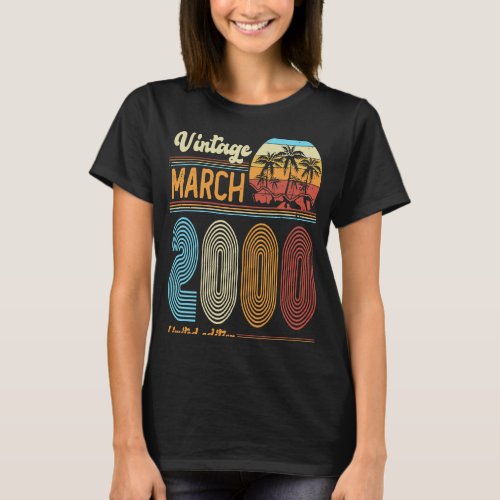 23 Years Old Birthday  Vintage March 2000 Women Me T_Shirt