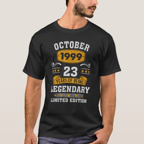 23 Years Old Legend Since October 1999 23rd Birthd T_Shirt