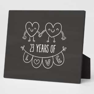 23 Year Wedding Anniversary Gifts Zazzle 23rd Anniversary Gift Chalk Hearts Plaque