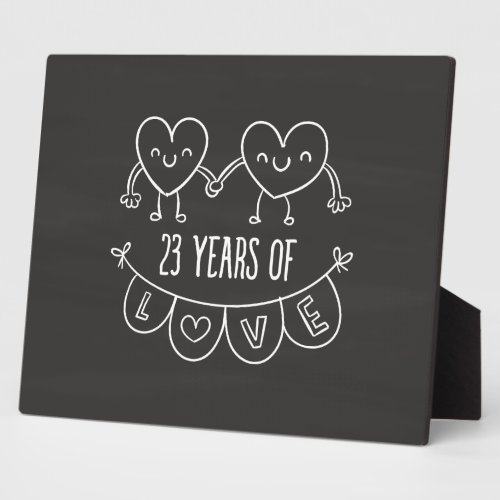 23rd Anniversary Gift Chalk Hearts Plaque