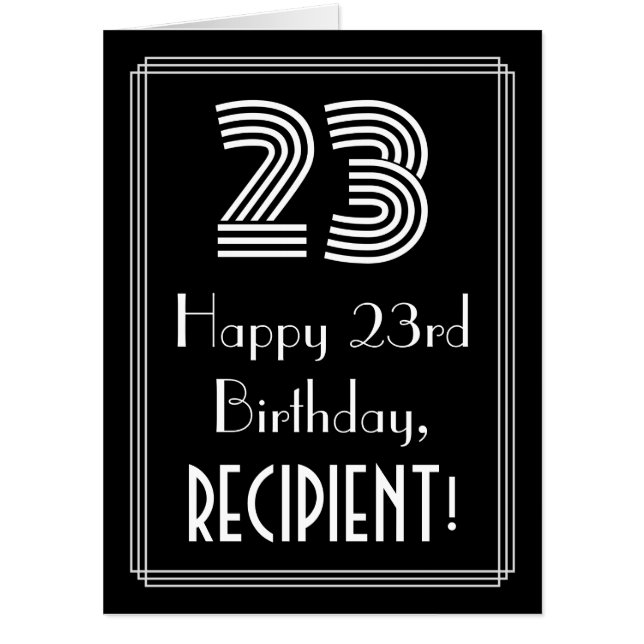 23rd Birthday — Art Deco Inspired Look “23” + Name Card (Front)
