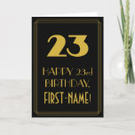 [ Thumbnail: 23rd Birthday – Art Deco Inspired Look "23" & Name Card ]