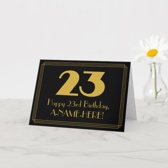 23rd Birthday: Art Deco Inspired Look "23" & Name Card (Small Plant)