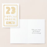 [ Thumbnail: 23rd Birthday - Art Deco Inspired Look "23" & Name Foil Card ]