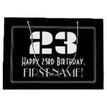 [ Thumbnail: 23rd Birthday ~ Art Deco Inspired Look "23" + Name Gift Bag ]