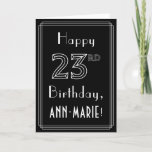 [ Thumbnail: 23rd Birthday: Art Deco Style # 23 & Custom Name Card ]