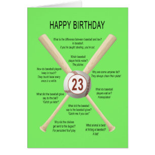 23rd birthday baseball jokes cards