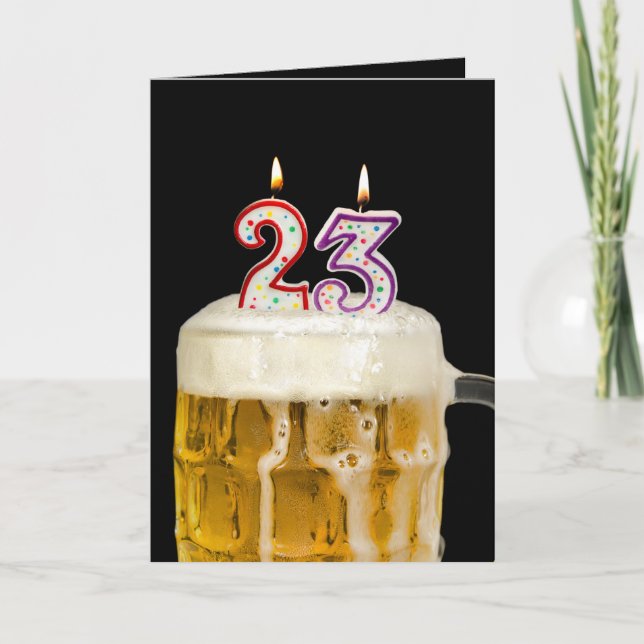23rd Birthday Beer on black Card (Front)