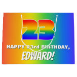 [ Thumbnail: 23rd Birthday: Colorful, Fun Rainbow Pattern # 23 Gift Bag ]