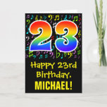 [ Thumbnail: 23rd Birthday: Colorful Music Symbols + Rainbow 23 Card ]