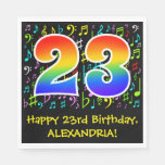 [ Thumbnail: 23rd Birthday - Colorful Music Symbols, Rainbow 23 Napkins ]