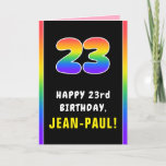 [ Thumbnail: 23rd Birthday: Colorful Rainbow # 23, Custom Name Card ]