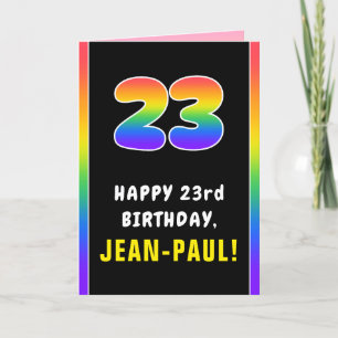 23rd Birthday: Colorful Rainbow # 23, Custom Name Card