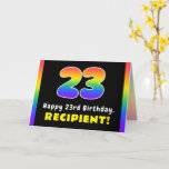 [ Thumbnail: 23rd Birthday: Colorful Rainbow # 23, Custom Name Card ]