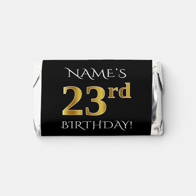 23rd Birthday — Elegant, Faux Gold Look 23 + Name Hershey's Miniatures (Front)