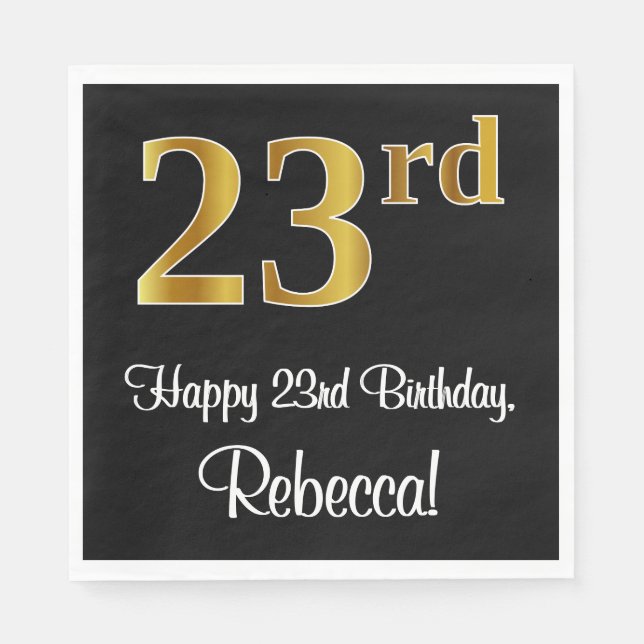 23rd Birthday ~ Elegant Luxurious Faux Gold Look # Napkins (Front)