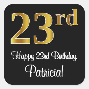 23rd Birthday – Elegant Luxurious Faux Gold Look # Square Sticker
