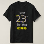 [ Thumbnail: 23rd Birthday: Floral Flowers Number “23” + Name T-Shirt ]