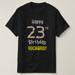 23rd Birthday: Floral Flowers Number “23” + Name T-Shirt