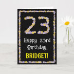 [ Thumbnail: 23rd Birthday: Floral Flowers Number, Custom Name Card ]