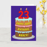 [ Thumbnail: 23rd Birthday: Fun Cake and Candles + Custom Name Card ]