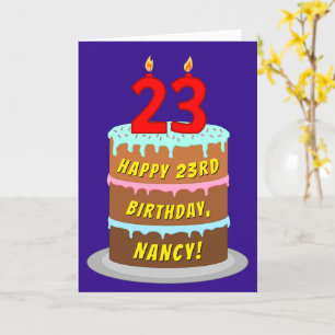 23rd Birthday: Fun Cake and Candles + Custom Name Card